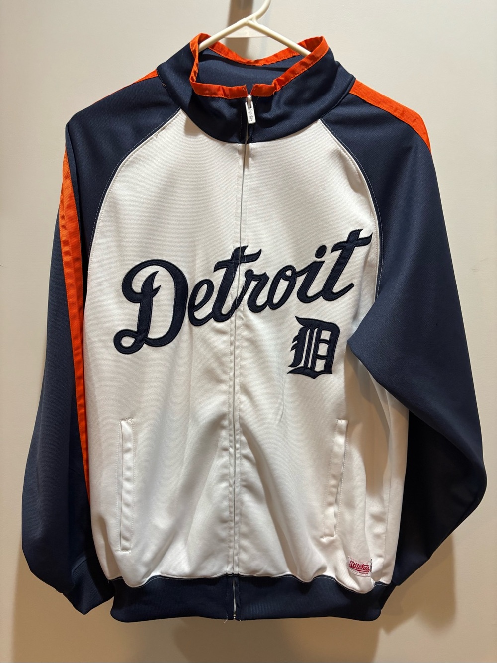 Detroit Mensy' Zip-Front Track Jacket - Navy, White & Orange